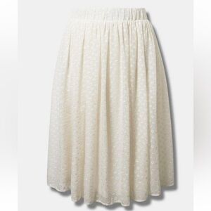 Torrid Midi Skirt Pull-On Clip Heart Size 2 18/20 Off White Ivory NWT Pockets